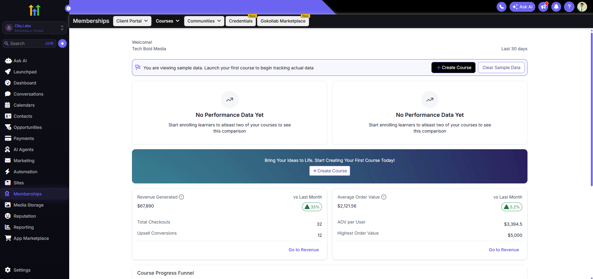 GoHighLevel white label theme builder - Dark Cherry theme by CliqLabs