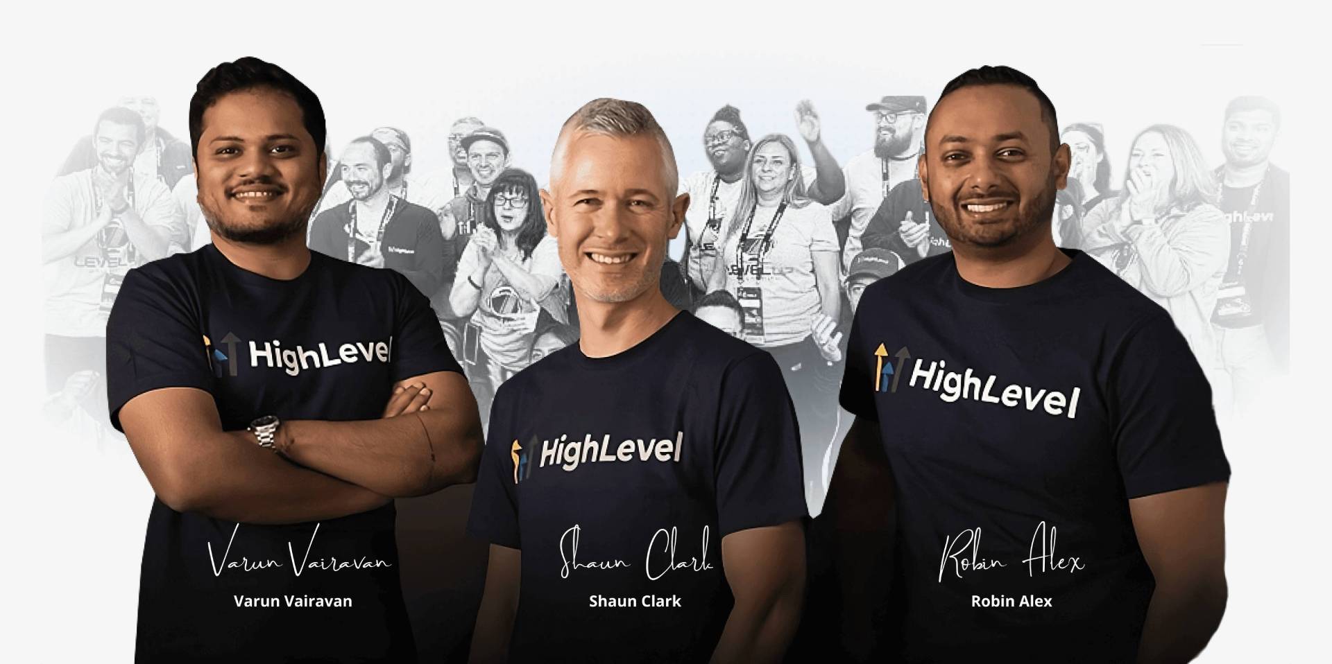 GoHighLevel founders Varun Vairavan, Shaun Clark and Robin Alex, CliqLabs is built on the HighLevel platform
